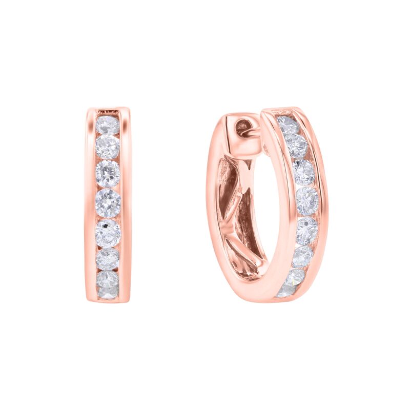 Classic Channel Diamond Huggie Hoop Earring 1/2 ct - Image 4