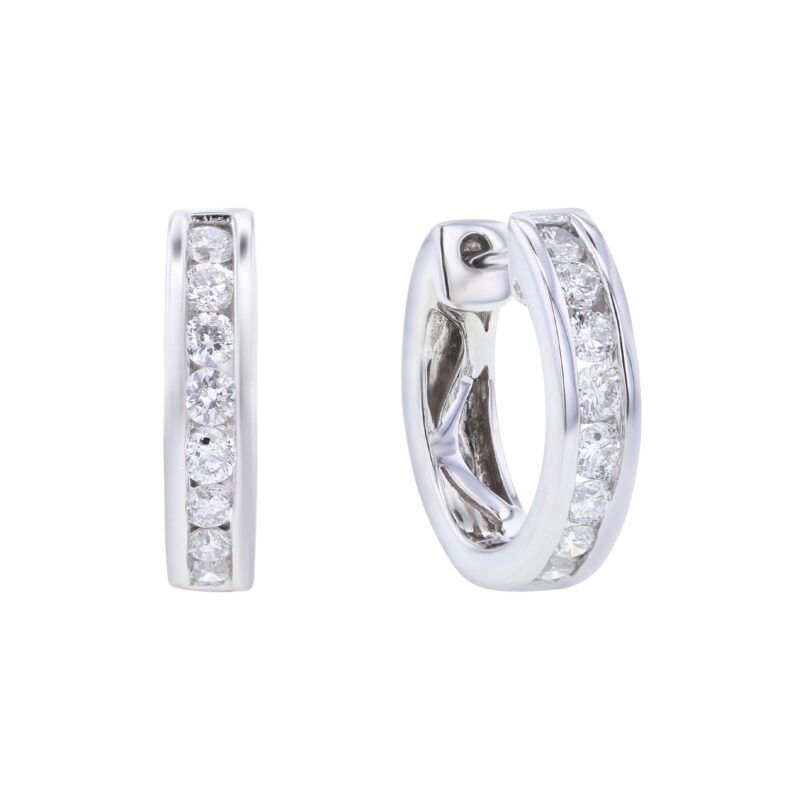 Classic Channel Diamond Huggie Hoop Earring 1/2 ct - Image 3