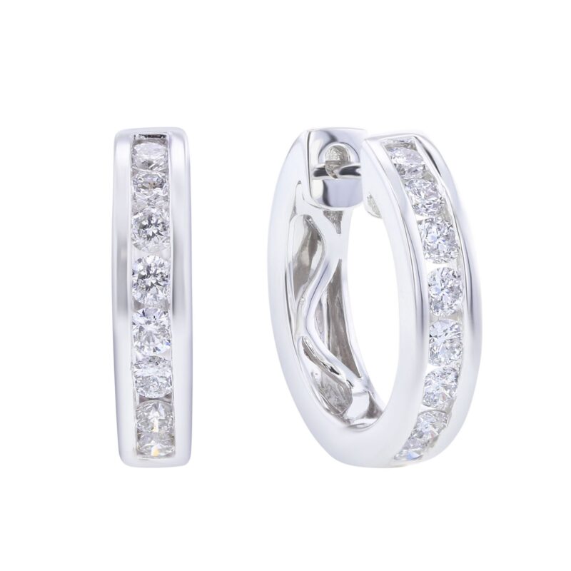 Classic Channel Diamond Huggie Hoop Earring 3/4 ct - Image 3