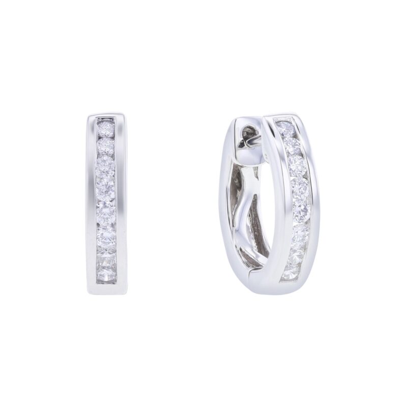 Classic Channel Diamond Huggie Hoop Earring 1/4 ct - Image 4