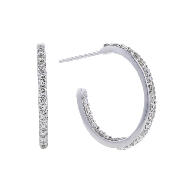 Silver Sedona Diamond Hoop Earrings 1ct