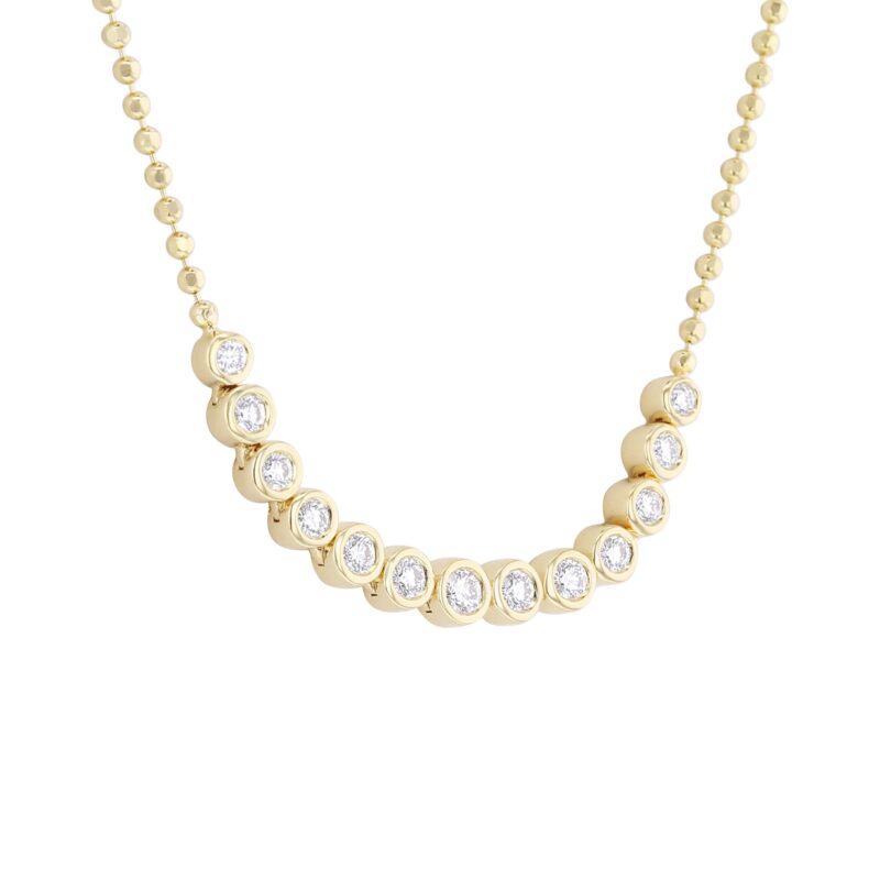 Bianca Beaded Bezel Diamond Necklace - Image 3