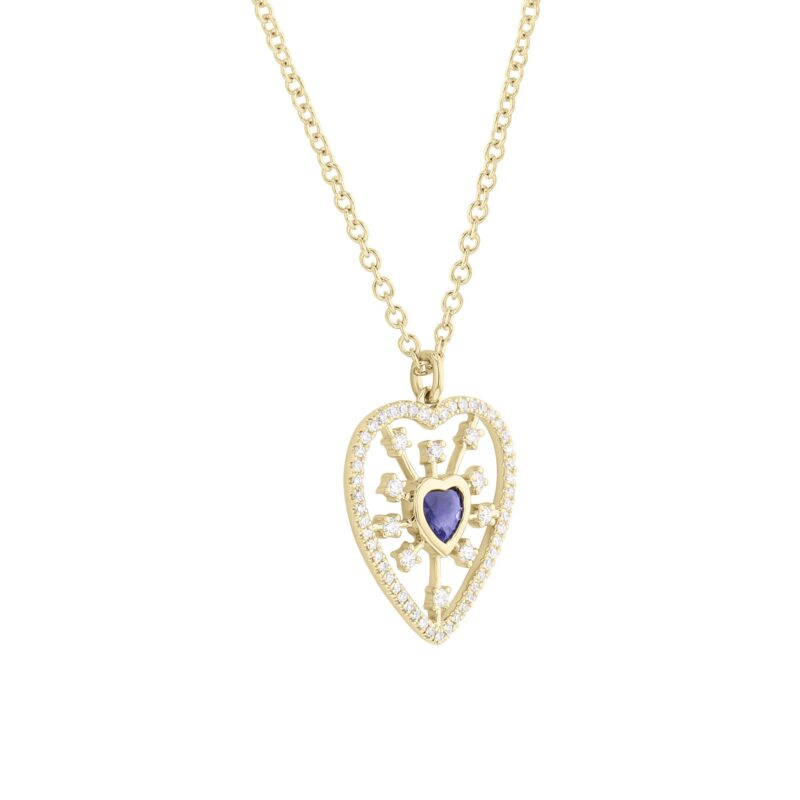 Burst of Love Sapphire and Diamond Necklace - Image 3