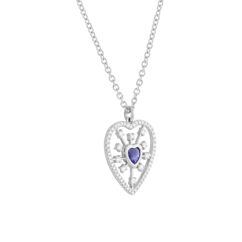 Burst of Love Sapphire and Diamond Necklace - Image 4