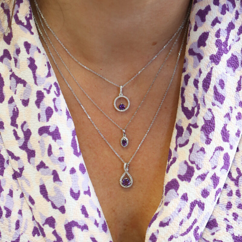 Silver Confetti Amethyst & Diamond Necklace - Image 2